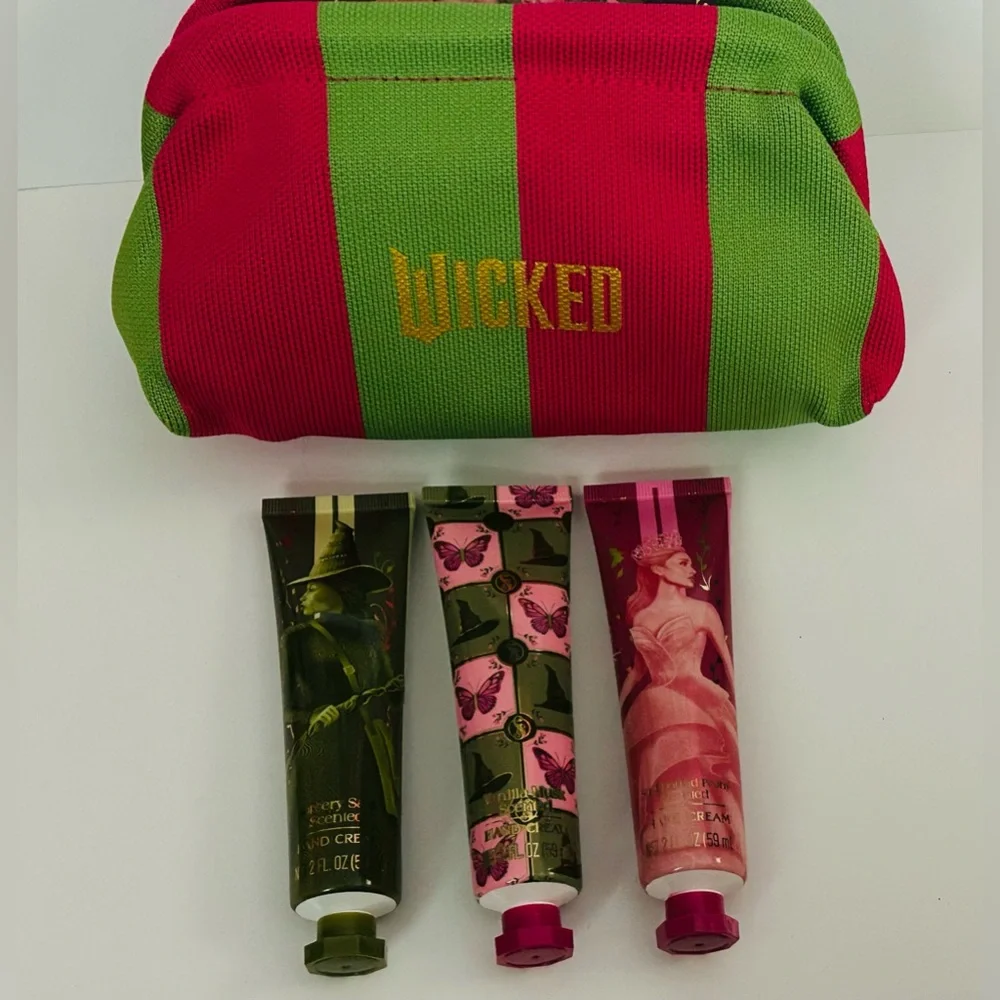 NEW!! Wicked For Good Cosmetic Bag and Three (3) Piece Hand Cream Set (NWT)